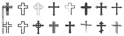 Set of Christian Cross. Cross symbol. Vector illustration