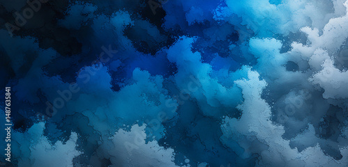 Vibrant, high-contrast background, predominantly composed of blues and grays, with an intricate, layered noisy texture, subtly gradating from a darker, richer blue at the top to a lighter