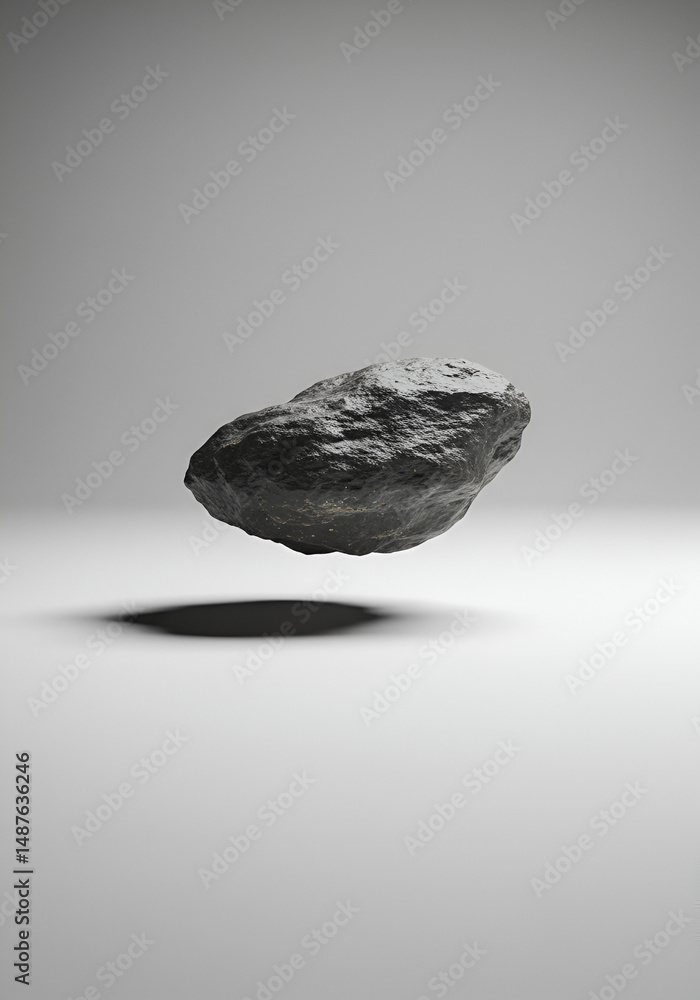 Dark stone floating in light Dark stone floating in light
