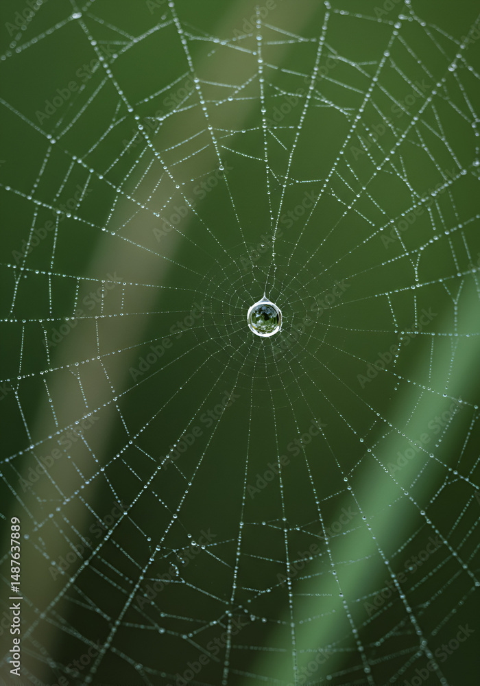 Obraz premium Dewdrop on spiderweb