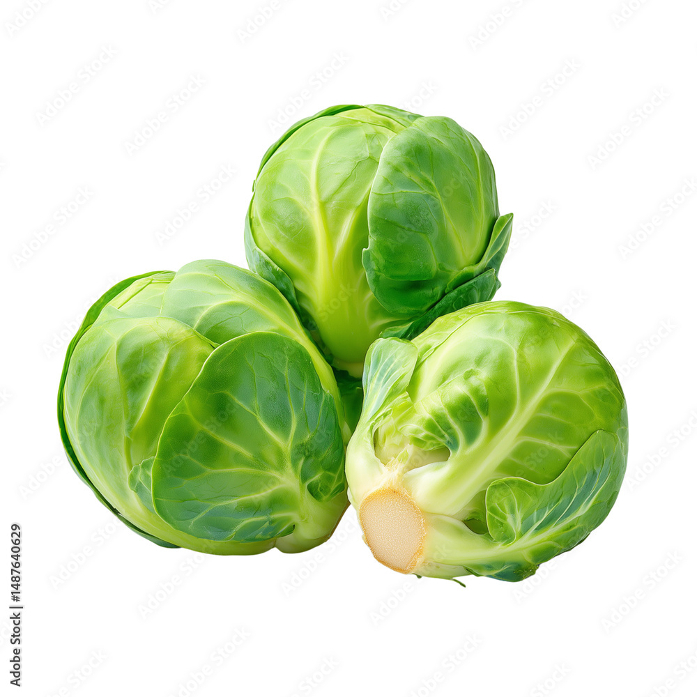 Fresh brussels sprouts isolated on white background