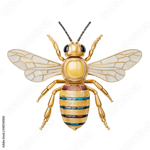 Obraz na płótnie Golden decorative bee ornament isolated on white background w salonie