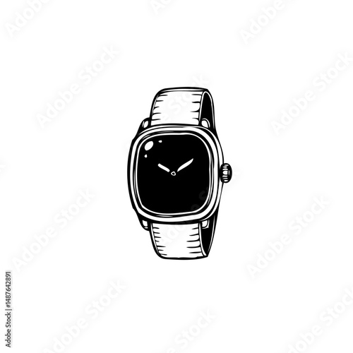Elegant wrist watch illustration with retro style and precision design