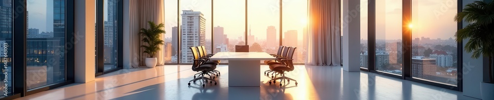Fototapeta premium Bright, open conference room with large window , meeting, innovation, furniture