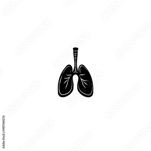 Monochrome minimalist representation of human pulmonary anatomy depiction