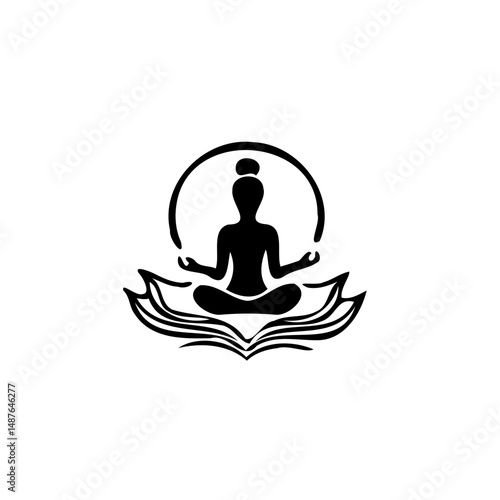 Serene Silhouette: Meditative Figure in Lotus Position with Enso Circle