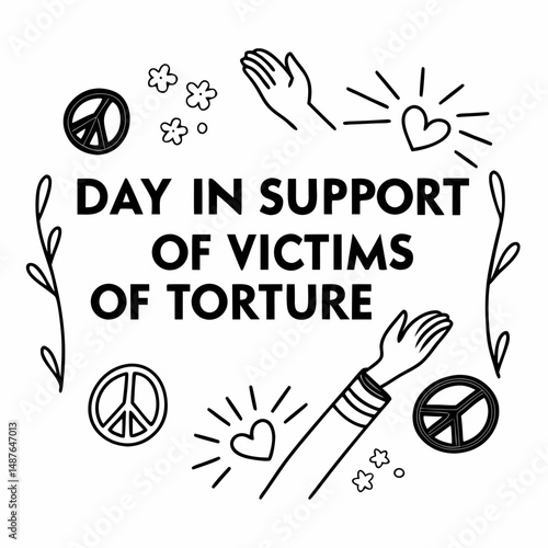 DAY IN SUPPORT OF VICTIMS OF TORTURE vector illustration