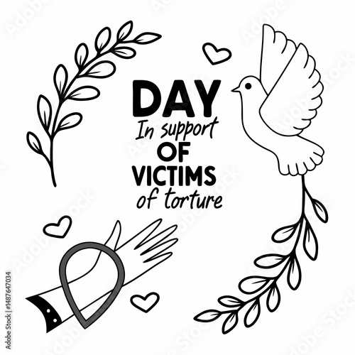 DAY IN SUPPORT OF VICTIMS OF TORTURE vector illustration