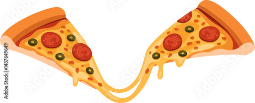 Pizza Slices with Stretchy Cheese