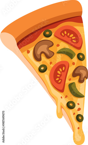 Cheesy Vegetarian Pizza Slice Illustration