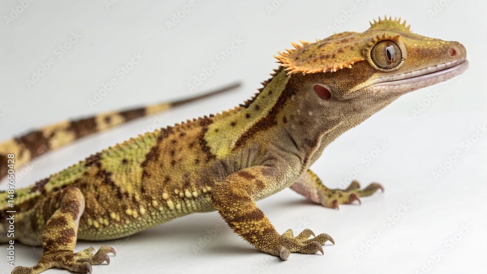 Naklejka premium Crested Gecko on studio background