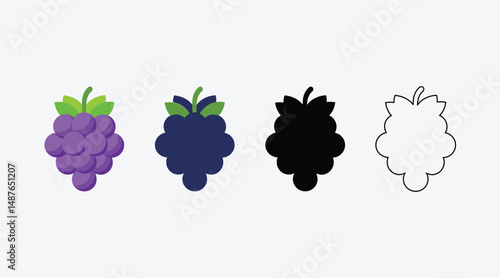 Variations colorful blackberry symbol on white background