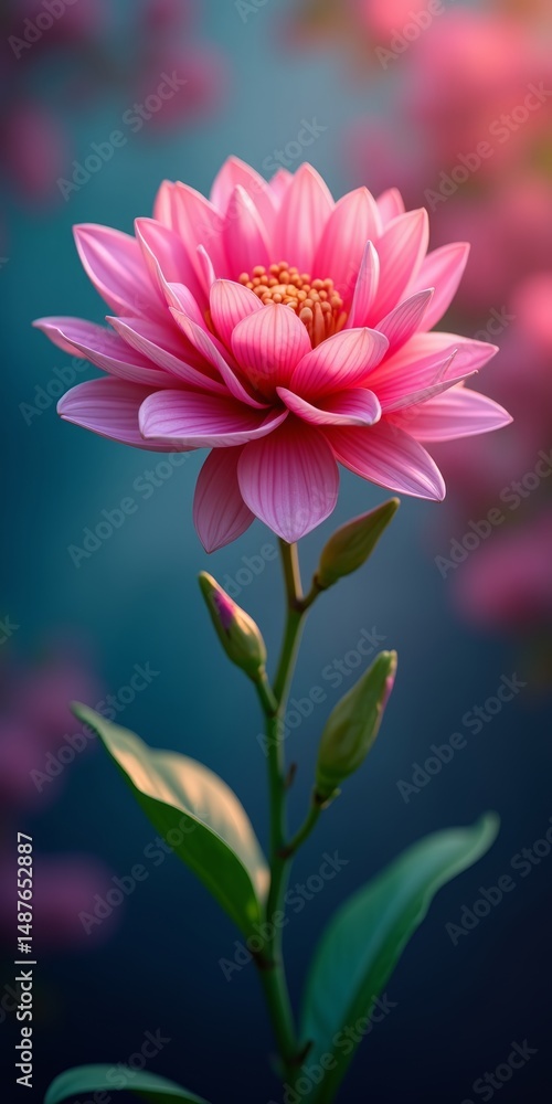 Obraz premium Blooming pink lotus flower with petals unfurling