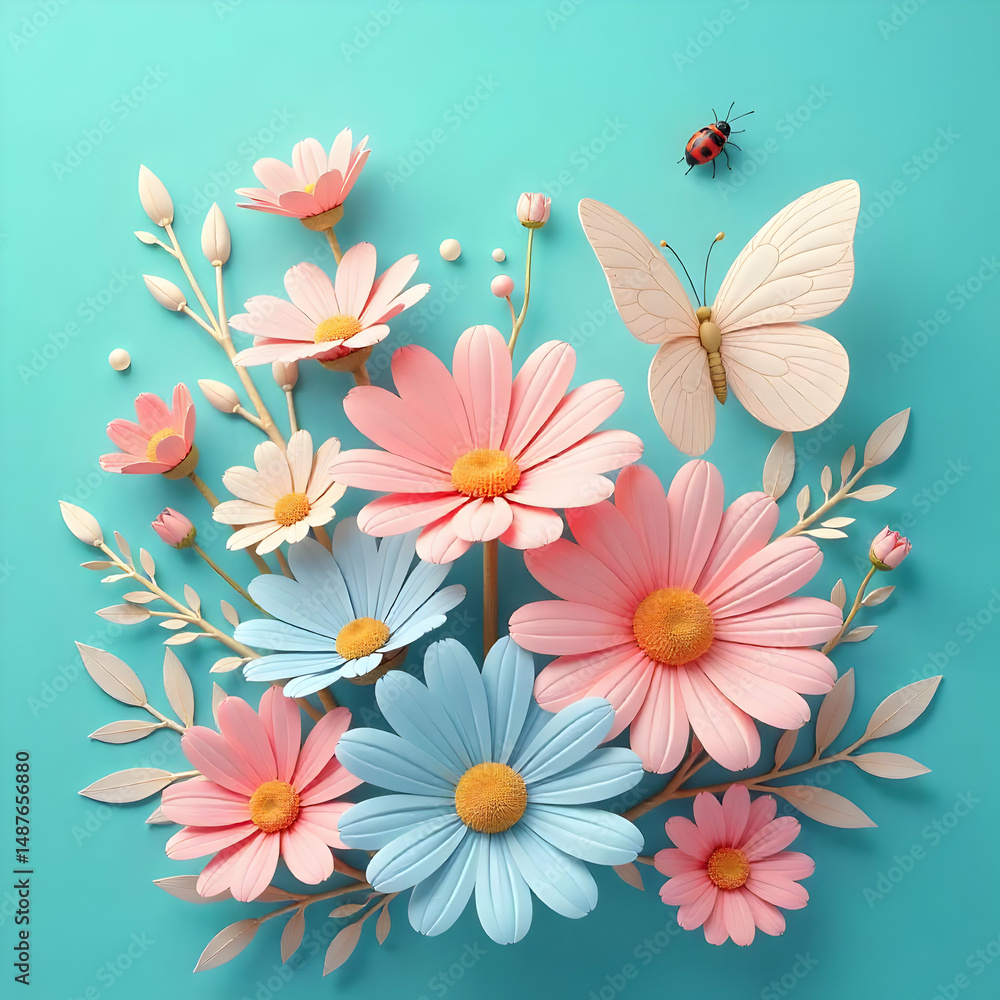 Fototapeta premium 3d flowers