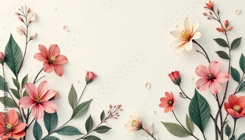 Subtle floral and leaf motifs for a serene interior design repeat, tile, subtle