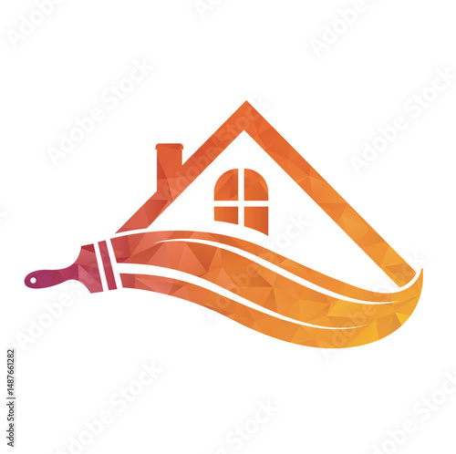 paint brush logo design and house painting