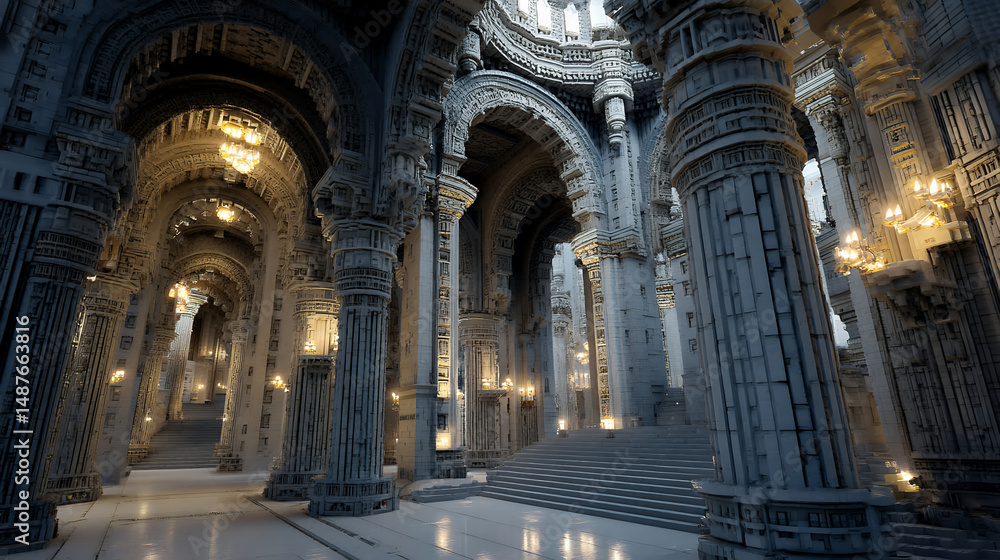 Fototapeta premium 異世界ファンタジーの不思議な宮殿の風景