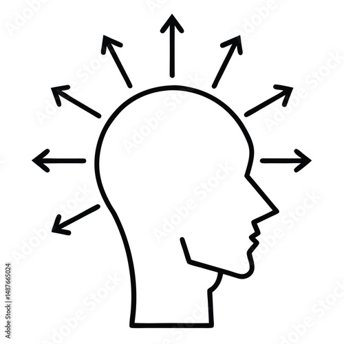 Head with Arrows Pointing Outward