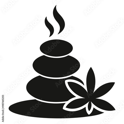 Black Zen Stones with Leaf