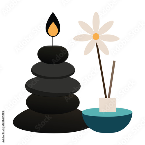 Zen Stones with Flower