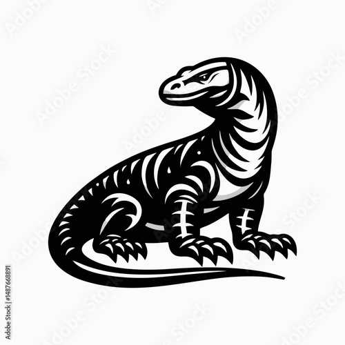 Komodo vector, wild reptile, dragon predator, tropical lizard, exotic animal for brand identity t-shirt art logo creation stock vector and creative illustration