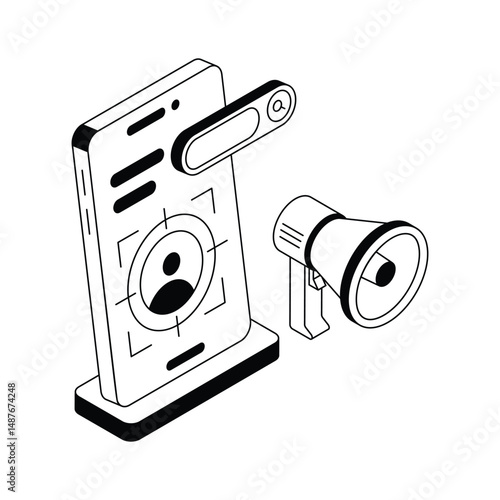 An amazing isometric icon of target marketing approach