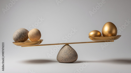 Wealth and Value Comparison with Balance Scale and Eggs