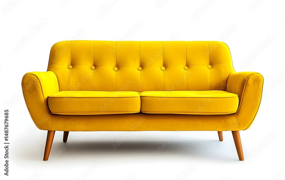 Obraz premium Yellow classic sofa. Interior design concept. Isolated object on white background.