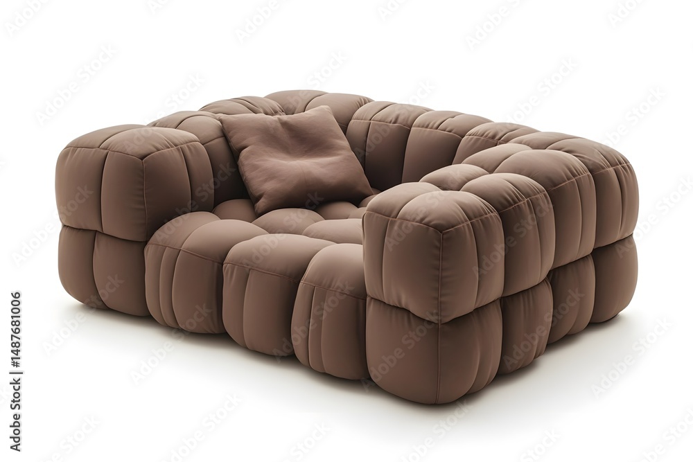 Obraz premium Brown soft modern sofa. Interior design concept. Isolated object on white background.