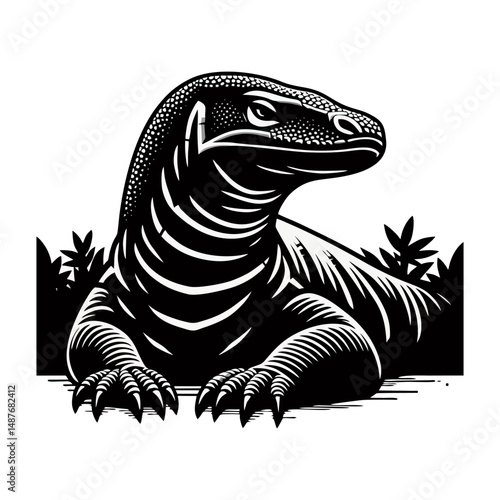 Komodo vector, dragon animal, tropical lizard, wildlife predator, endangered reptile, native creature, fierce komodo, illustration file for t-shirt design, brand logo, and animal icon asset use