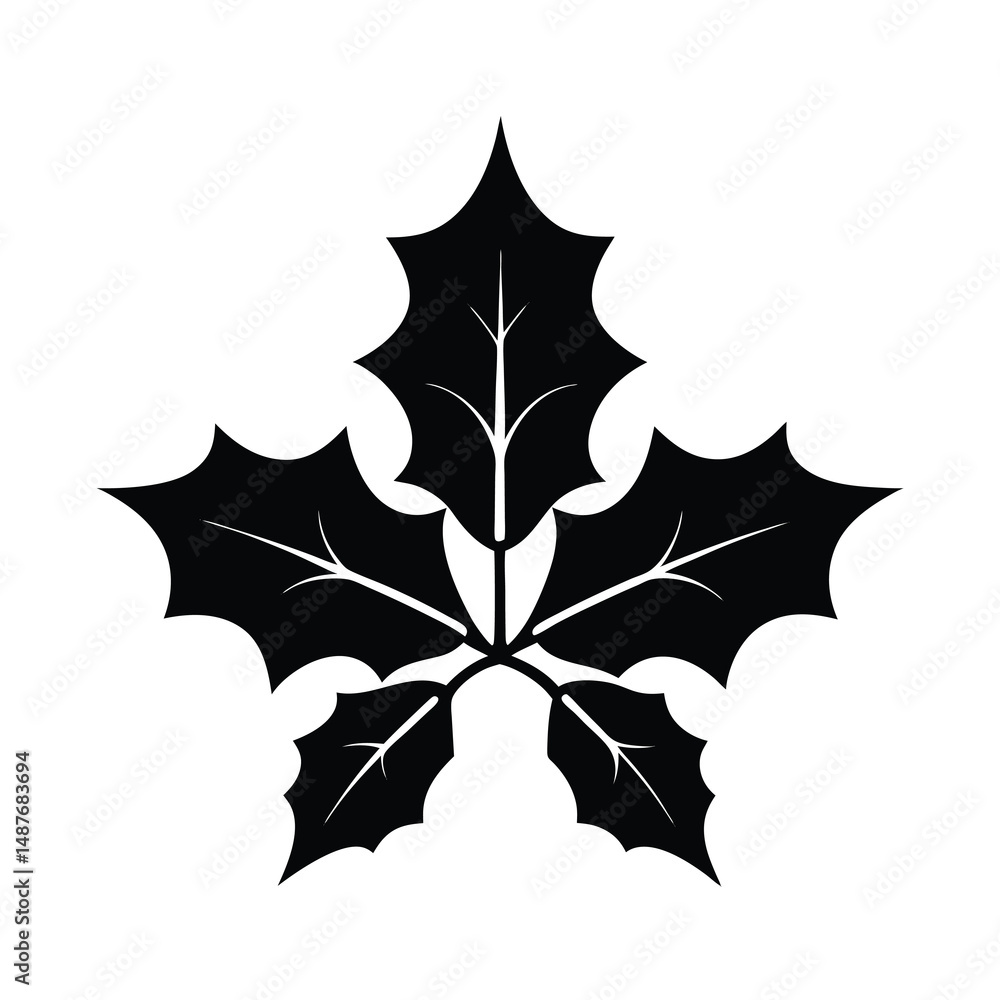 Fototapeta premium holly leaves minimal silhouette vector