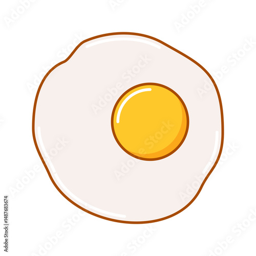Fried egg with slightly runny yolk and wavy outer white.