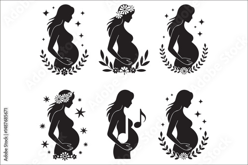 Pregnancy Silhouette Wall Art – Stages of Pregnancy Trimester Illustration – Maternity Gift for Mom-to-Be

