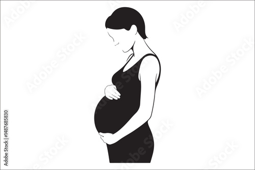 Pregnancy Silhouette Wall Art – Stages of Pregnancy Trimester Illustration – Maternity Gift for Mom-to-Be

