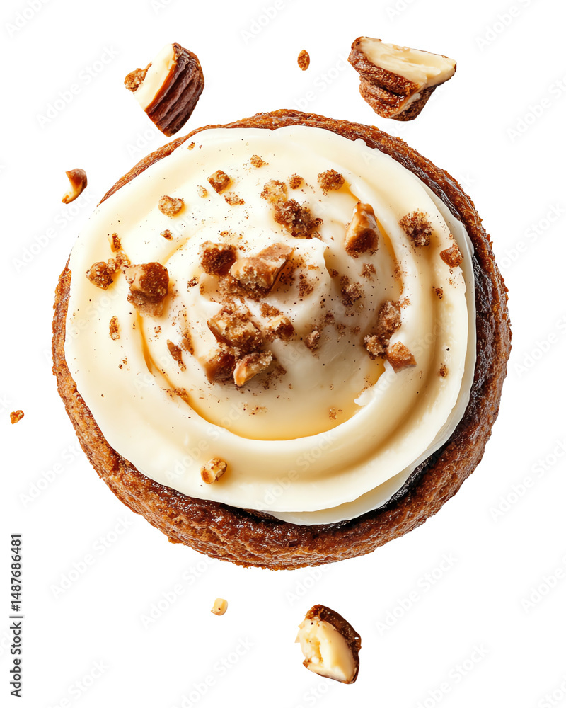 Fototapeta premium Isolated transparent Delicious dessert with creamy frosting and crunchy toppings, perfect for any occasion. PNG die-cut element for advertising