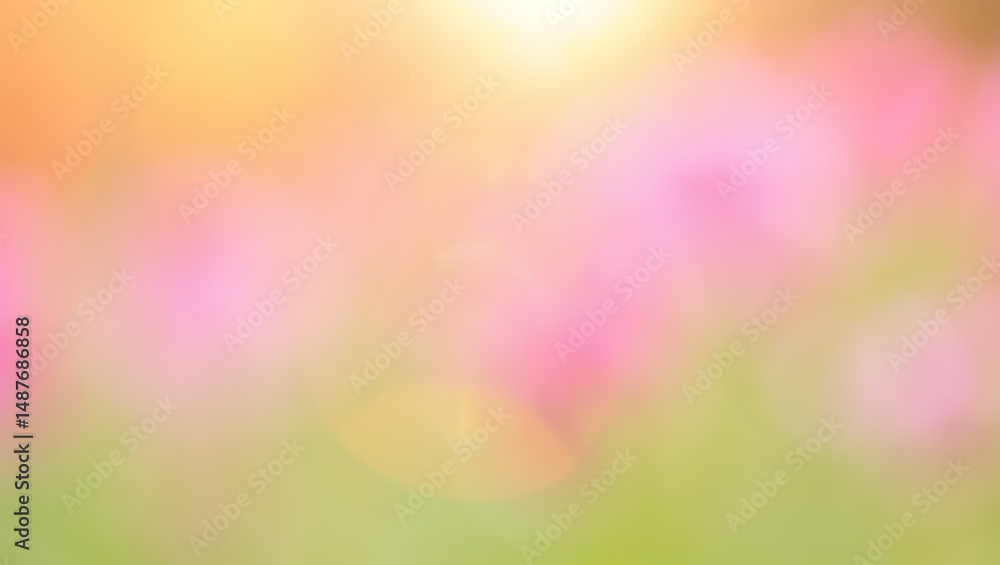 Obraz premium Soft Pastel Pink and Green Blurred Floral Background