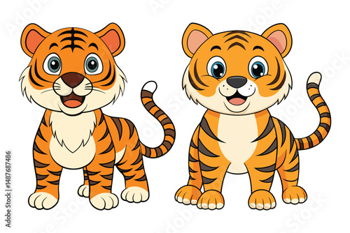 Cute Tiger Animal Vector Illustration