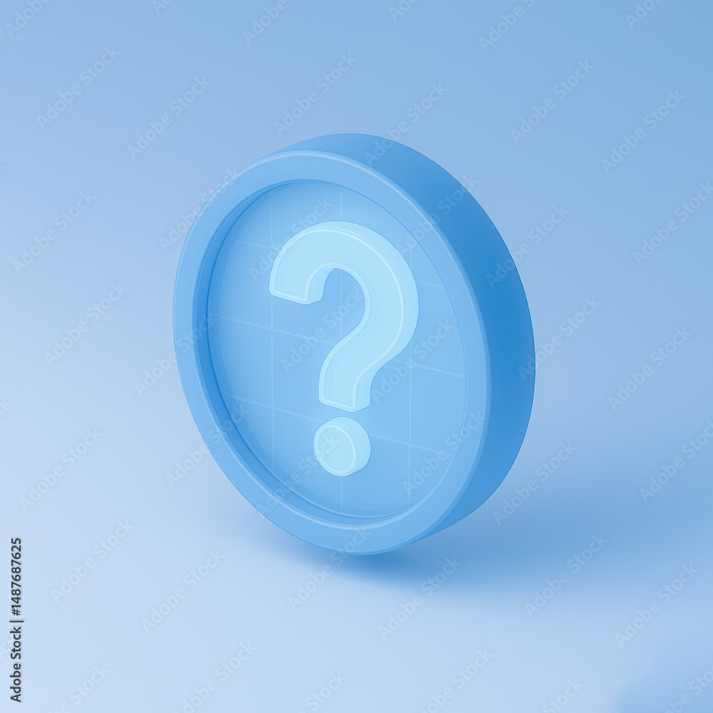 Naklejka premium Blue 3D Question Mark Icon – Help & Support Concept Illustration