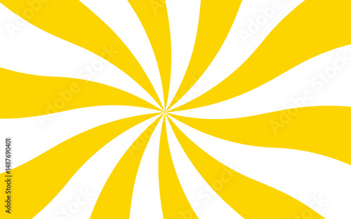 Abstract vivid, hypnotic background with a central radial burst design. Orange and white wavy rays. Dynamic visual effect reminiscent of retro pop art or vintage psychedelic posters