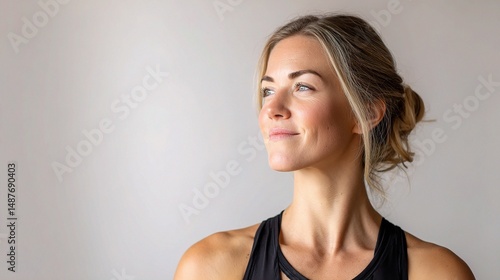 Peaceful Yoga Instructor Portrait with Bright White Background