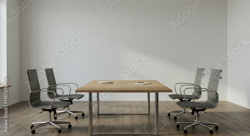 office,  meeting room,  conference room, Modern Office Meeting Room with Empty Chairs and Table