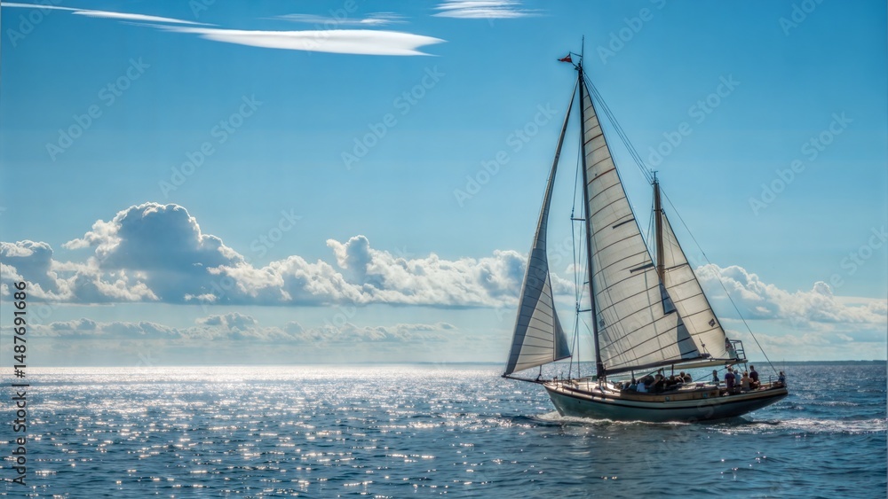 Obraz premium Sailing yacht on open sea