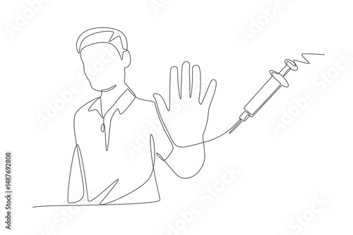 Anti drug day concept one-line drawing