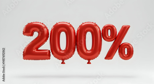 200%,  percent,  percentage, 200% Red Balloon Numbers