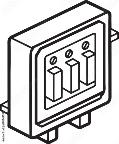 electric circuit breaker panel line art, black outline, vector and illustration, coloring book page line art drawing