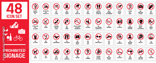48 set icon prohibition safety signs