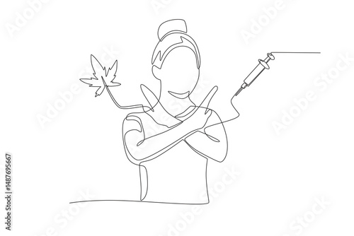 Anti drug day concept one-line drawing