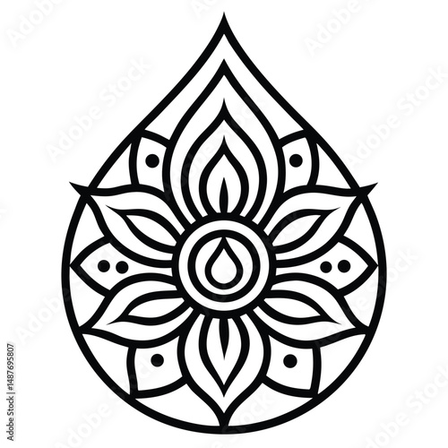 Black and White Water Droplet Mandala