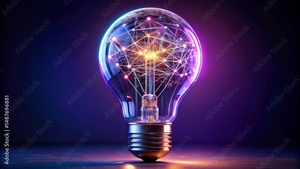 Illuminating Connections A Glowing Network Within a Transparent Bulb, Representing Ideas and Innovation Illuminating Connections A Glowing Network Within a Transparent Bulb, Representing Ideas and Innovation