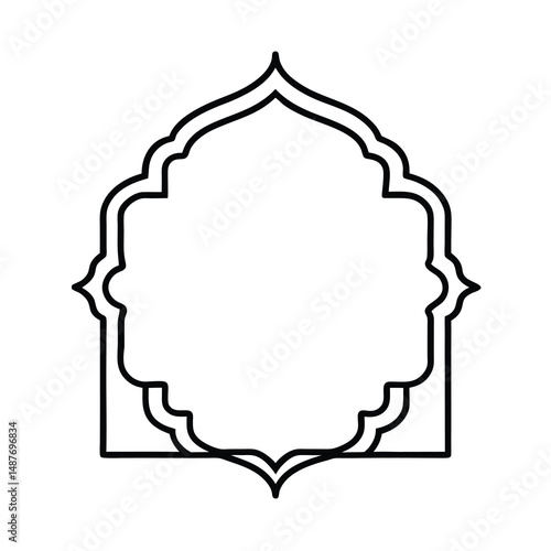 mughal border outline line art vector